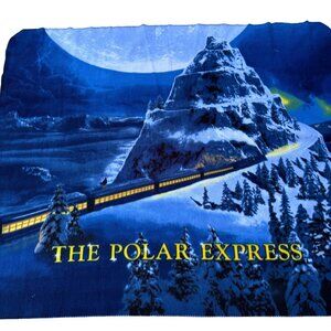 Polar Express Throw Blanket Christmas Holiday Train Movie Blue Decor